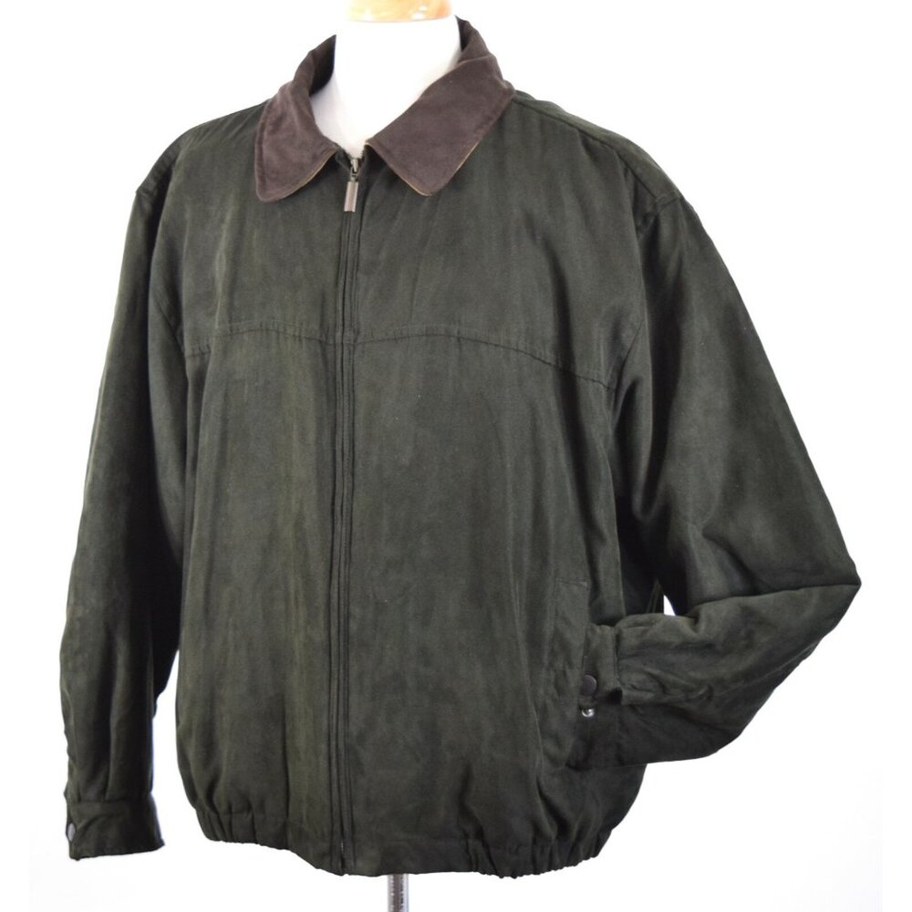 WEATHER REPORT BY WEATHERPROOF Olive Green/Brown Soft Microfiber Coat Sz 2XL